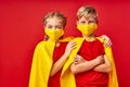 Two children will defeat the coronavirus disease Royalty Free Stock Photo