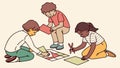 Children Collaborating on a Puzzle, Learning and Teamwork, vector design Generative AI Royalty Free Stock Photo