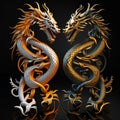 Chinese dragons illustration