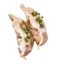 Two chinese gyoza isolated on a white background