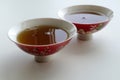 Two Chinese porcelain bowls with tea for the tea ceremony Royalty Free Stock Photo