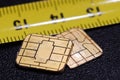 Two chips broken out from smart cards Royalty Free Stock Photo