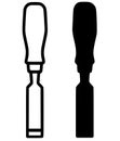 Chisel illustration icon, outline and silhouette versions Royalty Free Stock Photo
