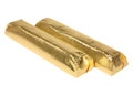 Two chocolate bonbon in golden foil Royalty Free Stock Photo