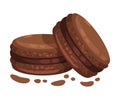 Two chocolate chip cookies. Vector illustration on a white background.