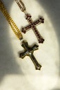 Two christian crosses on alabaster background Royalty Free Stock Photo