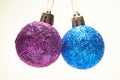 Two Christmas balls on a white background, New Year, Christmas toys, holiday, Christmas.
