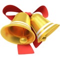 Two Christmas bells with red bow Royalty Free Stock Photo