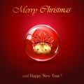 Two Christmas bells in red sphere Royalty Free Stock Photo