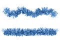 Two Christmas blue tinsel for decoration. Royalty Free Stock Photo