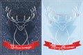 Two Christmas card with deer. Christmas Decorations, snow