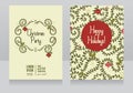 Two christmas cards, beautiful holly design