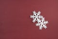 Two Christmas decoration silver snowflakes Royalty Free Stock Photo