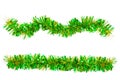 Two Christmas green gold tinsel for decoration. Royalty Free Stock Photo