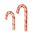 Two Christmas striped caramel canes