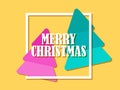 Two Christmas trees and frame. Merry Christmas and Happy New Year. Festive design for greeting card, poster and banner. Vector Royalty Free Stock Photo