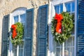 Christmas Wreaths Hanging on Windows