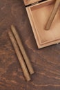 Two cigars and a box Royalty Free Stock Photo