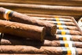 Two cigars in a humidor full of cigars Royalty Free Stock Photo