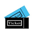 Two cinema movie ticket on white background. Cinema ticket movie  blue and black color vector eps10 Royalty Free Stock Photo