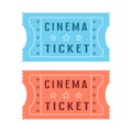 Two cinema tickets isolated on white, vector illustration Royalty Free Stock Photo