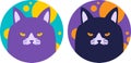Two circle coloured cat icon vector