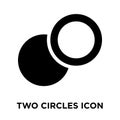 Two Circles icon vector isolated on white background, logo concept of Two Circles sign on transparent background, black filled Royalty Free Stock Photo