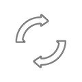 Two Circular Arrows Icon in Black Outline on White Background Royalty Free Stock Photo