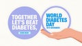 World Diabetes Day message with hand and circular graphics diabetes awareness 14th november Royalty Free Stock Photo