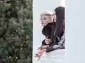 Two city girls in a public Park Royalty Free Stock Photo