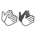 Two clapping hands, applause, bravo line and solid icon, theater concept, clap, applaud vector sign on white background