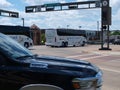 Two Clark Travel Buses on Mockingbird Lane at US75 Central Expressway