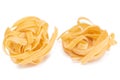 Two Classic Italian Raw Egg Fettuccine - Isolated on White Background