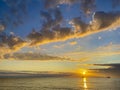 Two Classic viking ships sailing in the sea sunset