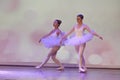 Two classical ballerina dancing on stage