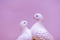 Two clay birds look at each other. Expression of love. Royalty Free Stock Photo