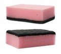 Two cleaning sponges on white background, collage Royalty Free Stock Photo