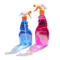 Two Cleaning Spray Bottles on White