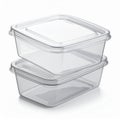 Two Clear Plastic Food Containers Stacked on White Background with Shadow Royalty Free Stock Photo