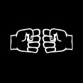 Two clenched fists bumping. Conflict, protest, brotherhood or clash concept vector illustration Royalty Free Stock Photo