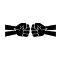 Two clenched fists bumping. Conflict, protest, brotherhood or clash concept vector illustration Royalty Free Stock Photo