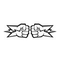Two clenched fists bumping. Conflict, protest, brotherhood or clash concept vector illustration