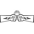 Two clenched fists bumping. Conflict, protest, brotherhood or clash concept vector illustration