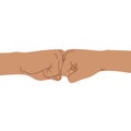 Two clenched fists bumping together in cartoon style Royalty Free Stock Photo