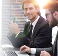 Two clerks working at the Desk Royalty Free Stock Photo