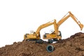 Two Clewer excavator digging a construction siite Royalty Free Stock Photo