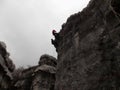 Two climber rappelling on the top of a cliff in Lebanon Royalty Free Stock Photo