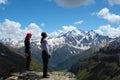 Two climbers looking at the mountains Royalty Free Stock Photo