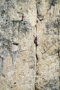 Two climbers on mountain wall Royalty Free Stock Photo