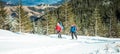 Two climbers are in the mountains. Royalty Free Stock Photo